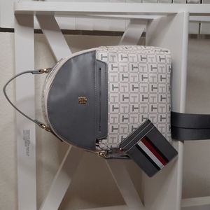 Tommy Hilfiger White and Grey Mini Backpack